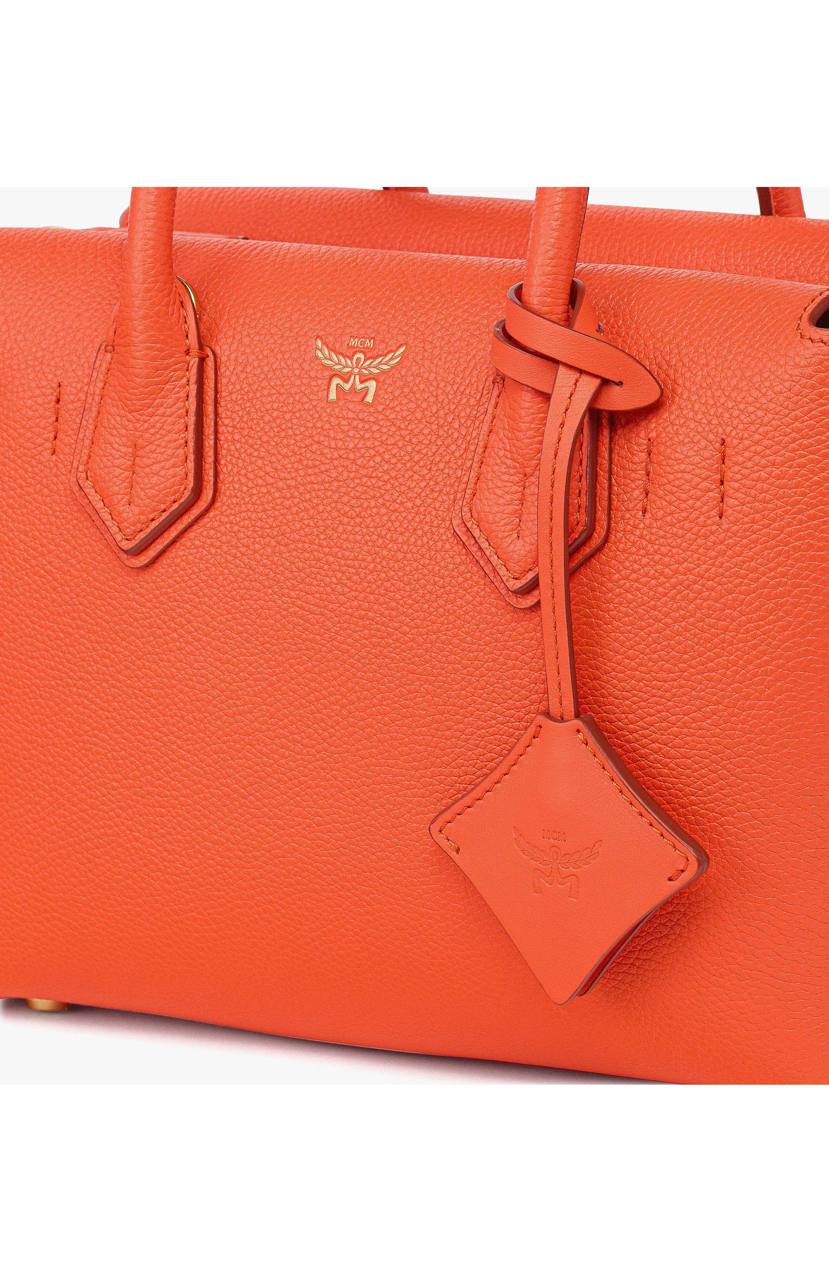Small Milla Tote in Grained Leather, Alternate, color, Orangeade