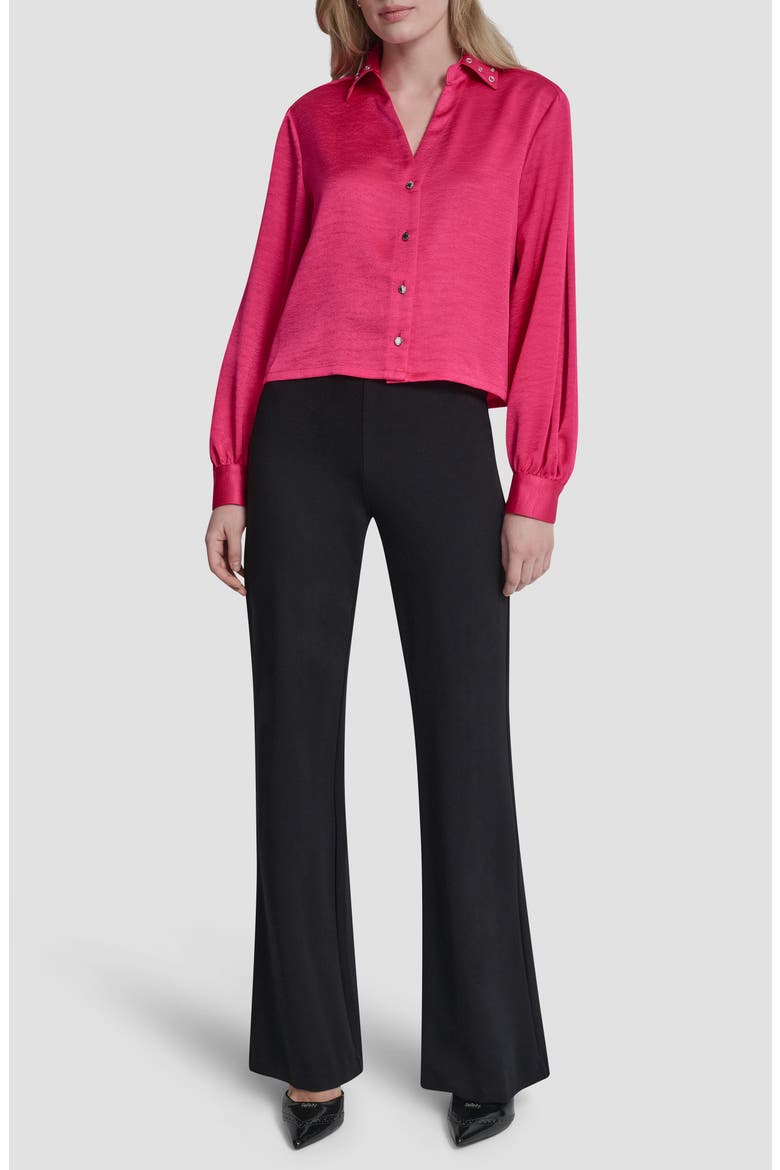 Grommet Collar Button-Up Shirt, Alternate, color, HOT PINK