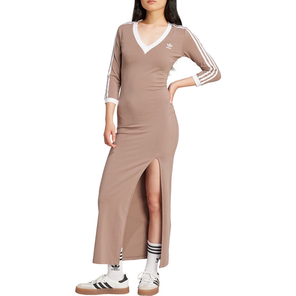 Adidas Originals Adicolor Classics 3-stripes Maxi Dress In Trace Brown