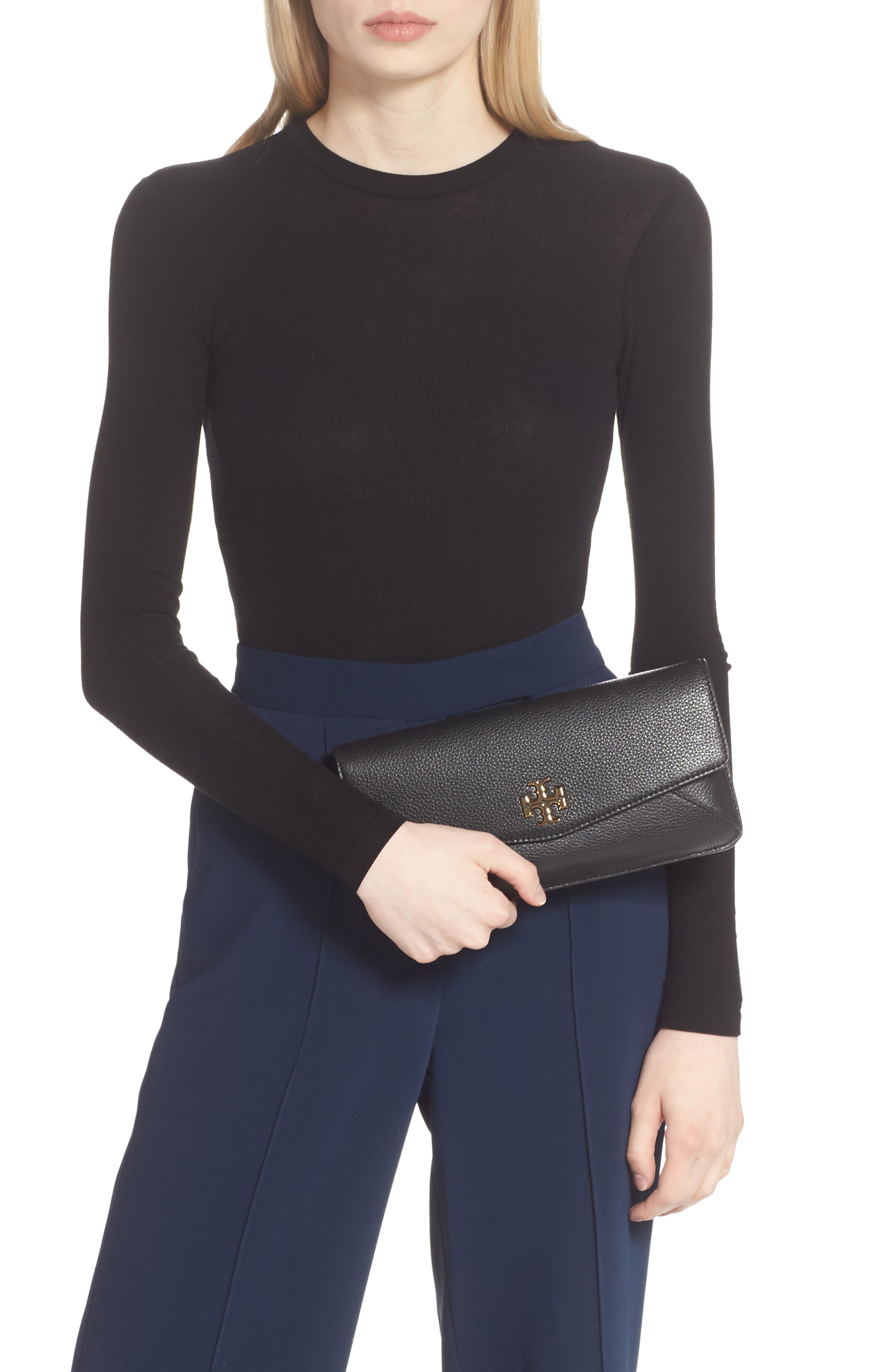 Tory Burch Kira Leather Clutch, Alternate, color, 