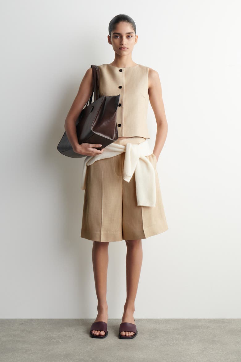 Tailored Vest, Alternate, color, BEIGE