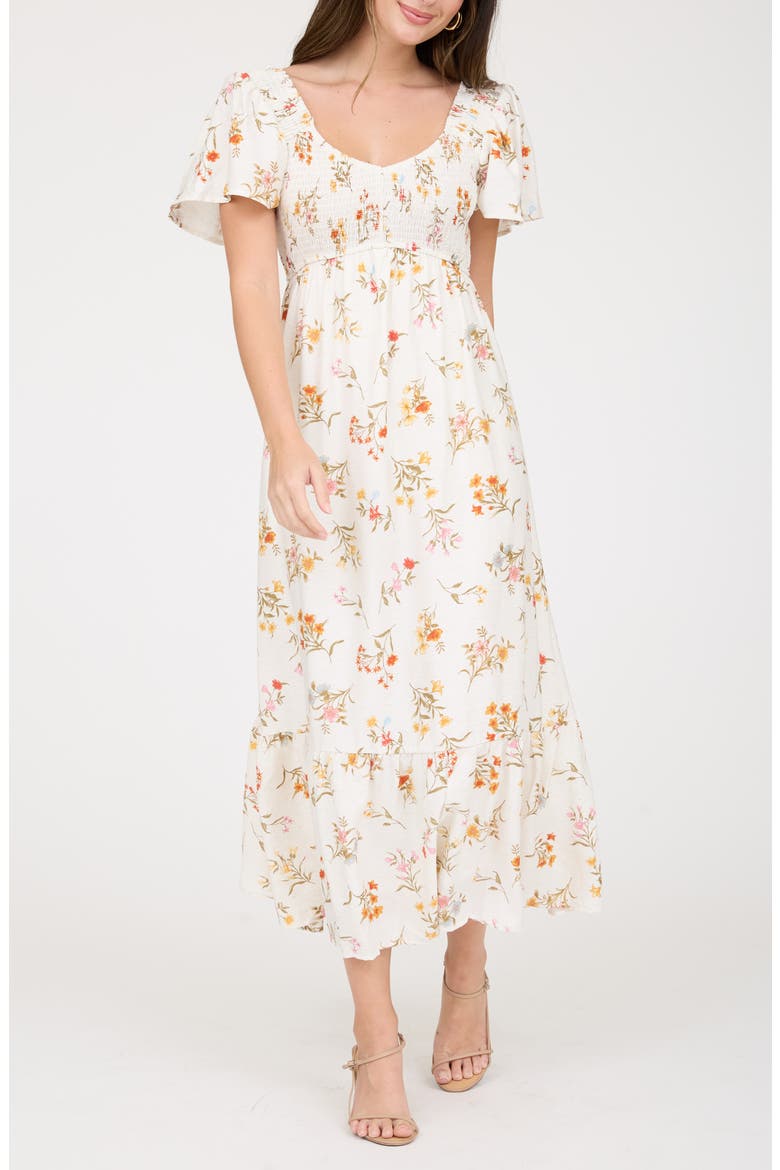 Flutter Sleeve Midi Sundress, Main, color, IVORY