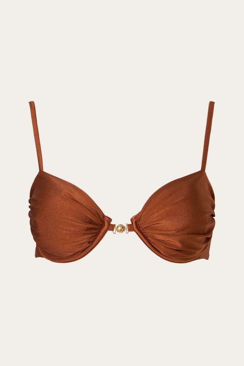 Tovere Draped Bikini Top, Alternate, color, Rust