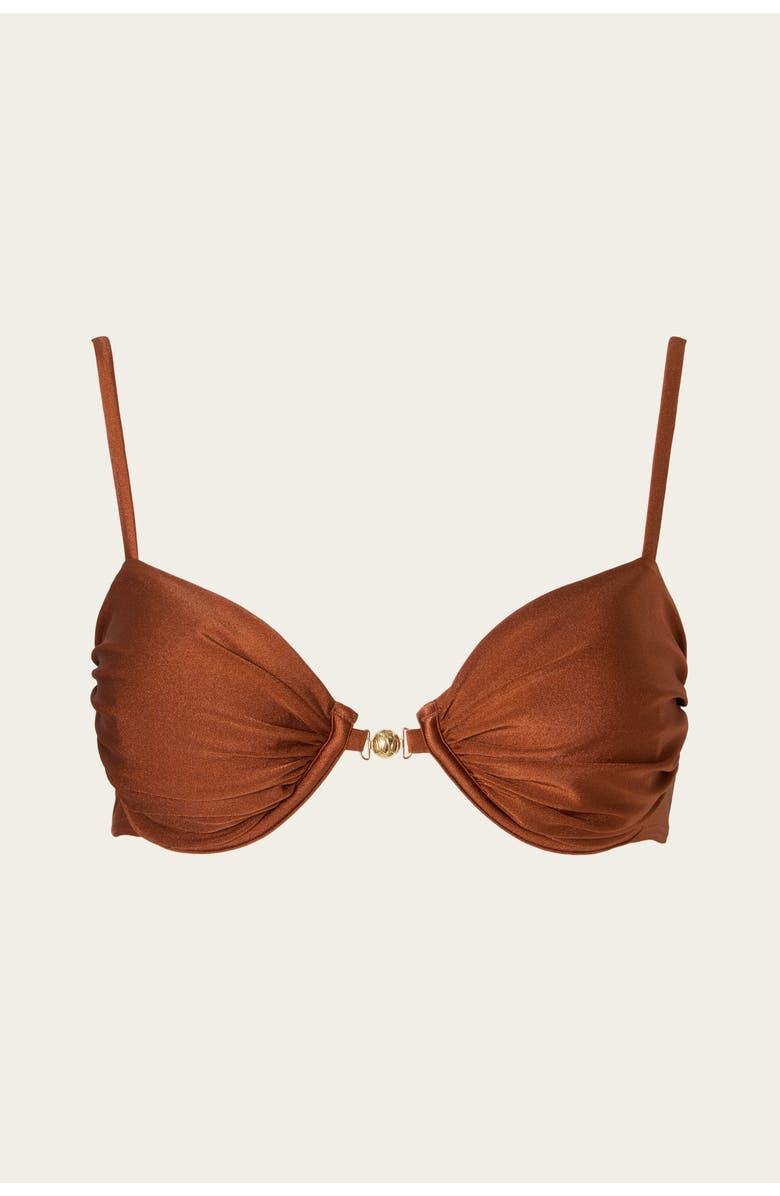 Malina Tovere Draped Bikini Top, Alternate, color, Rust