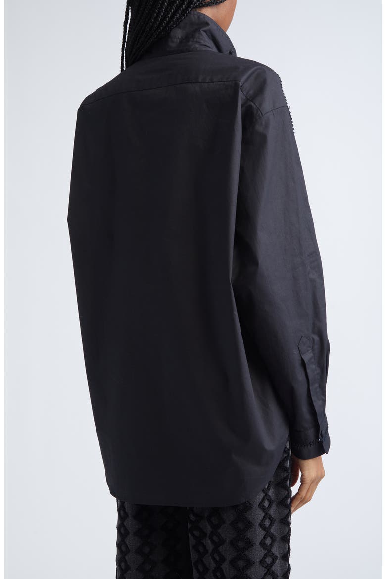 Tab Embroidered Cotton Poplin Button-Up Shirt, Alternate, color, BLACK