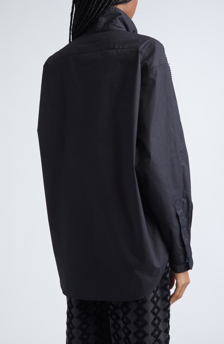 Diotima Tab Embroidered Cotton Poplin Button-Up Shirt, Alternate, color, Black
