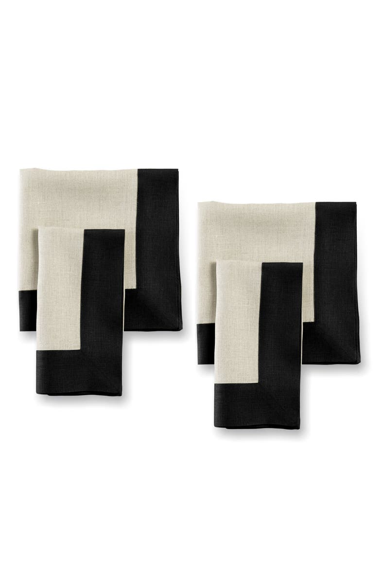 Solino Home Linen Dinner Napkins - Contempo, 20" x 20", Main, color, Black And Natural