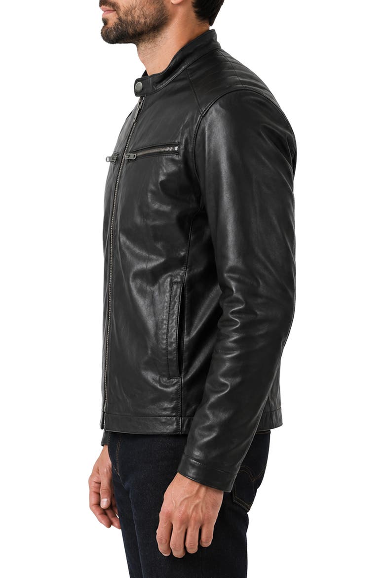 Napa Leather Jacket, Alternate, color, BLACK