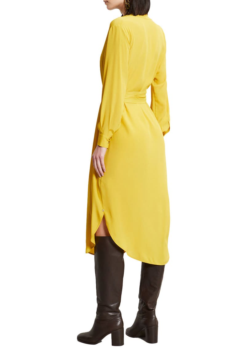 Silk-Blend Midi Dress With Sash, Alternate, color, Yellow