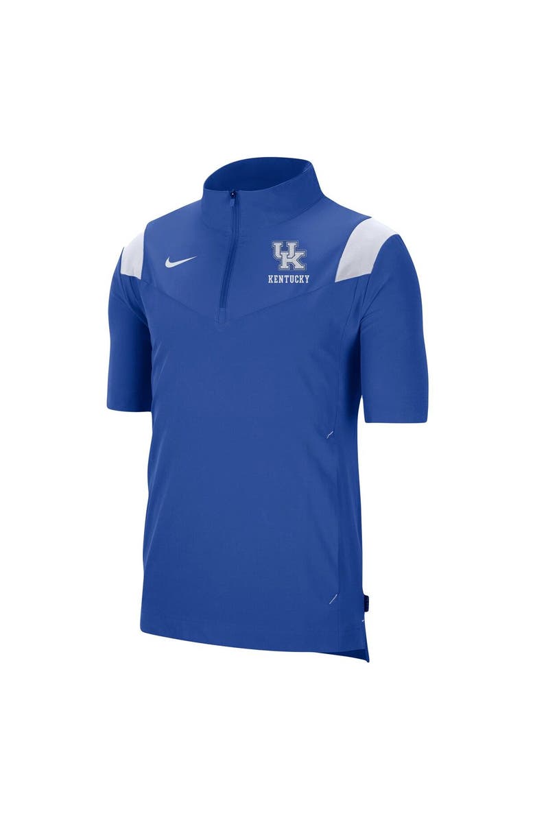 Nike Men's Nike Royal Kentucky Wildcats Coach Short Sleeve Quarter-Zip Jacket, Alternate, color, 