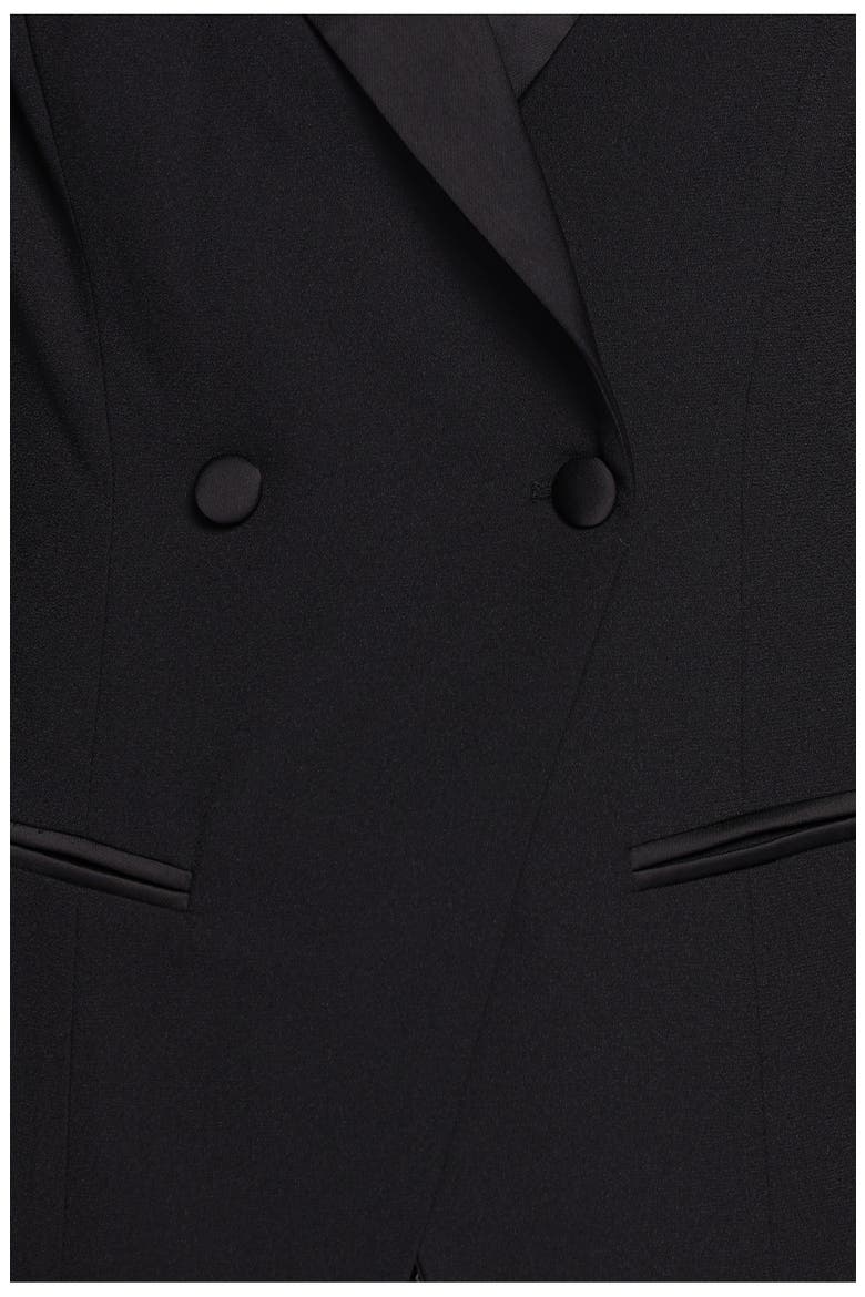 Coco Feather Trim Blazer, Alternate, color, BLACK
