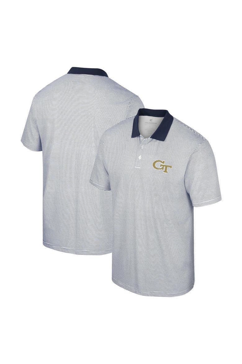 Men's Colosseum White/Navy Georgia Tech Yellow Jackets Print Stripe Polo, Alternate, color, White