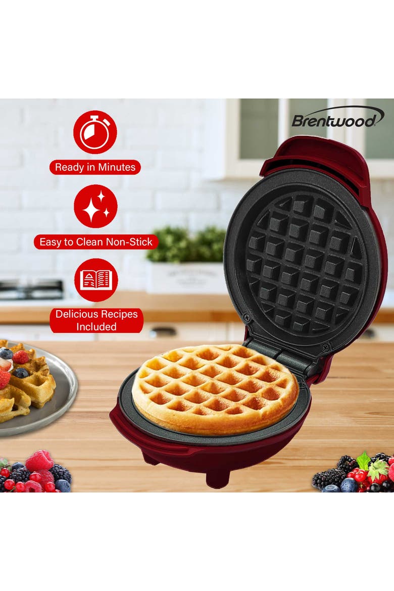 Non-Stick 5" Multi-Use Mini Waffle Maker in Red, Alternate, color, Red