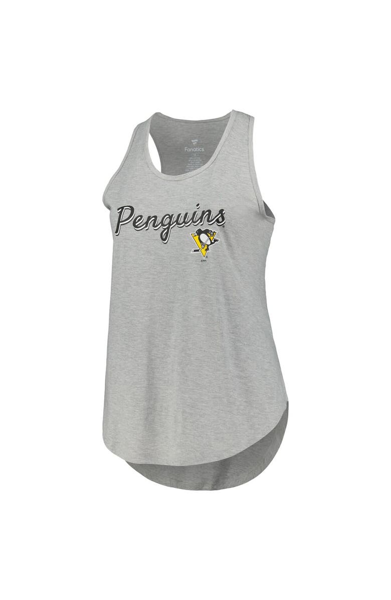 FANATICS Women's Fanatics Branded Heather Gray Pittsburgh Penguins Plus Size Racerback Tank Top, Alternate, color, Heather Gray