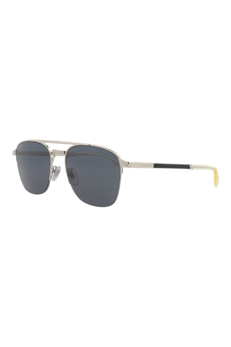60mm Aviator Sunglasses, Alternate, color, SILVER SILVER GREY