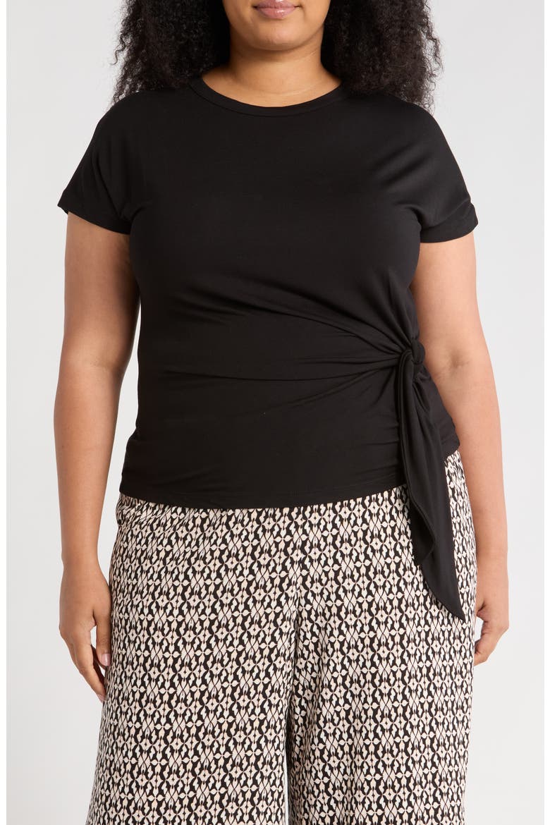 Side Knot Jersey Top, Main, color, BLACK
