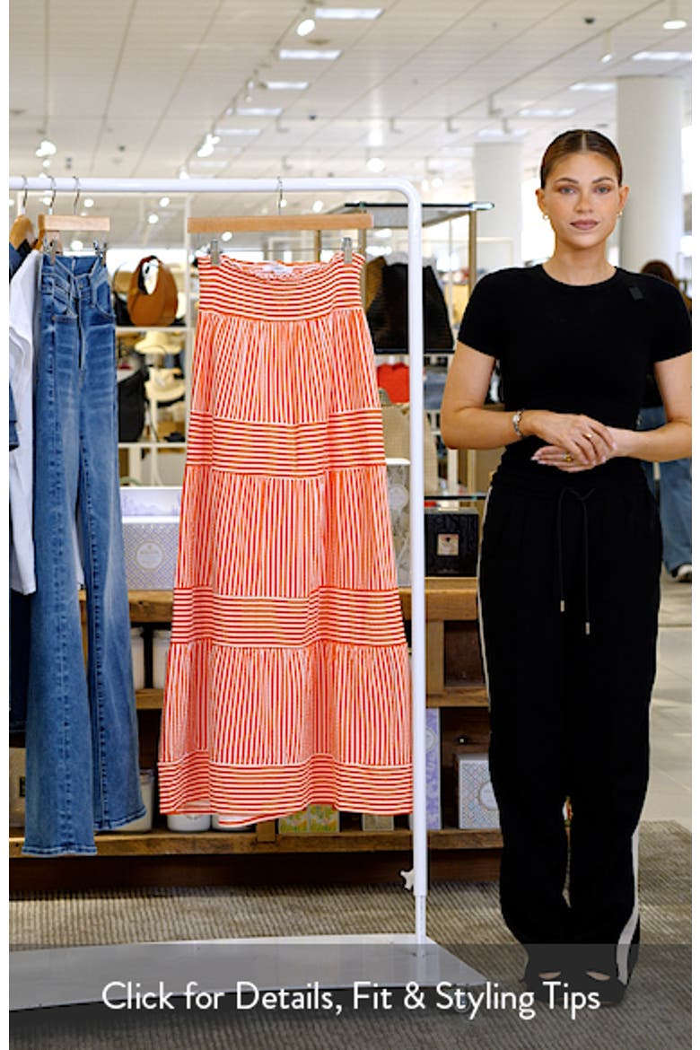 Stripe Tiered Cotton Maxi Skirt video