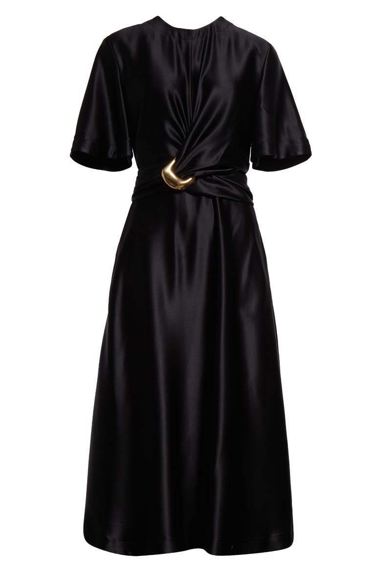 Honey Tie Waist Silk Dress, Alternate, color, 000001 BLACK