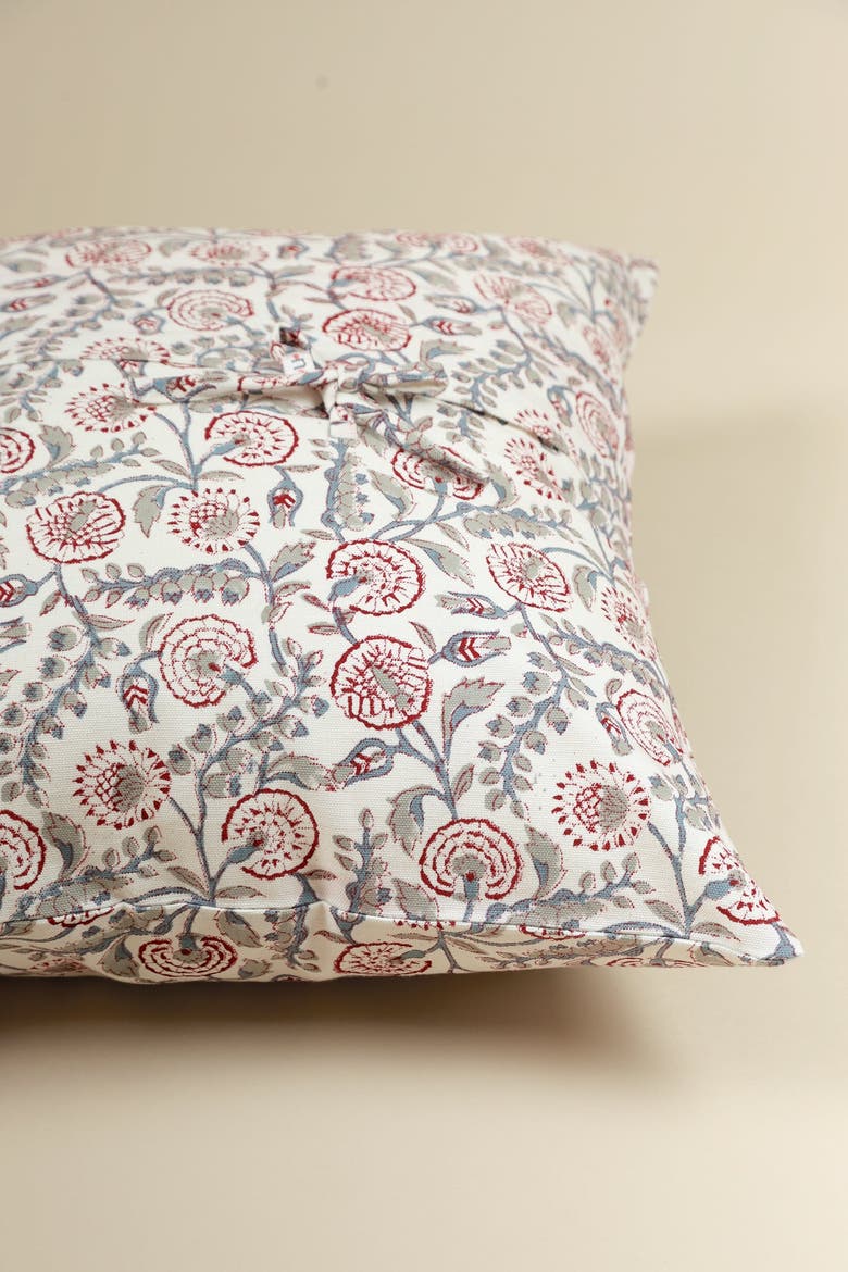 Crimson Bloom Block Print Pillow, Alternate, color, Crimson