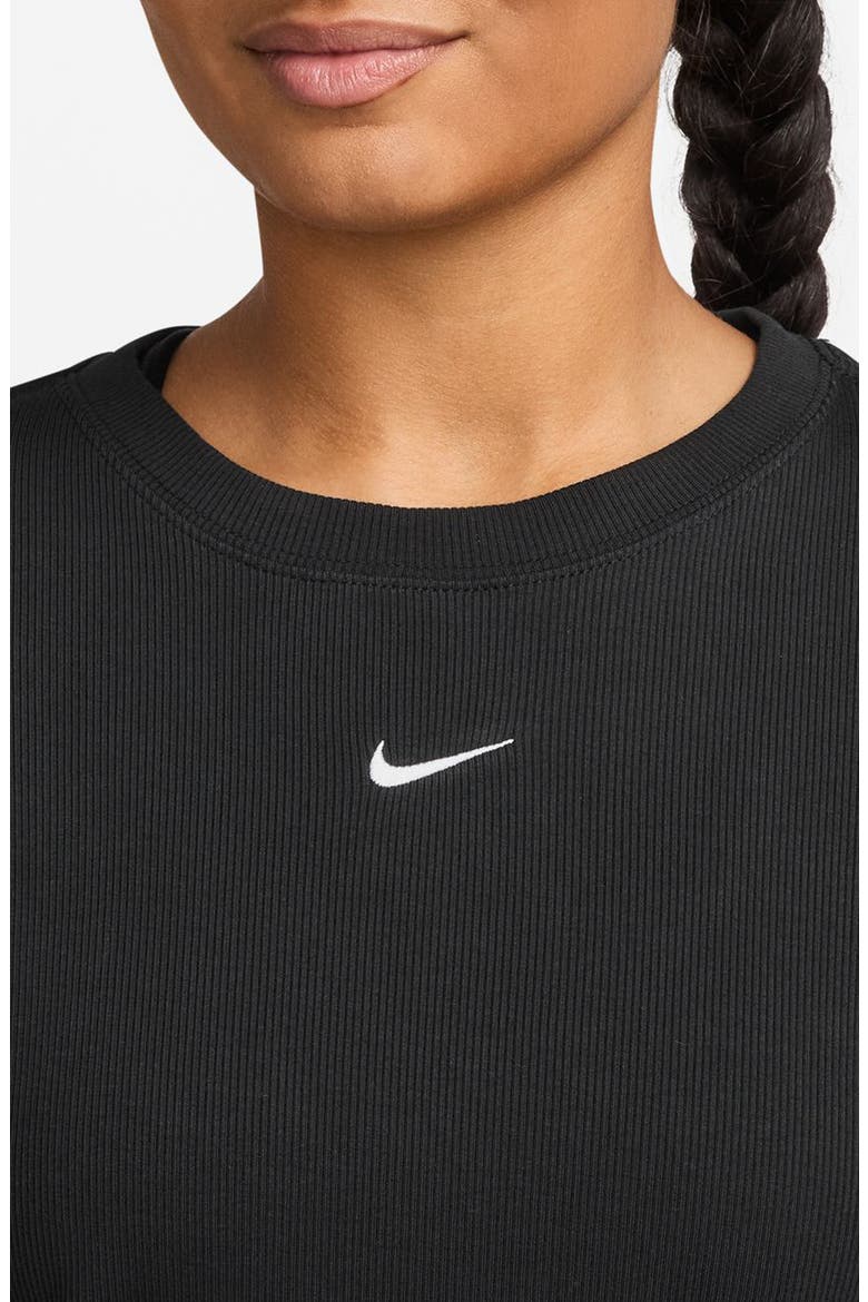 Sportswear Rib Cotton Blend T-Shirt, Alternate, color, BLACK
