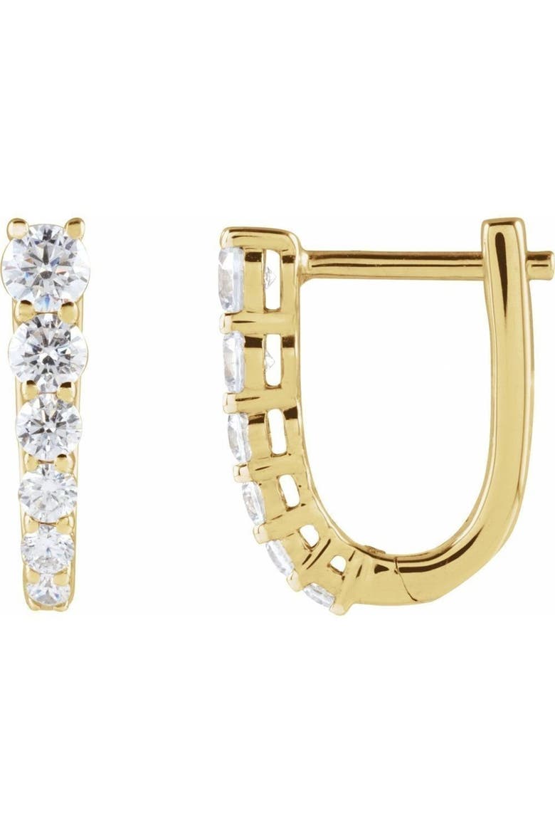 1/2 CT Natural Diamond 12.95 mm Hoop Earrings In 14K Gold, Main, color, Gold