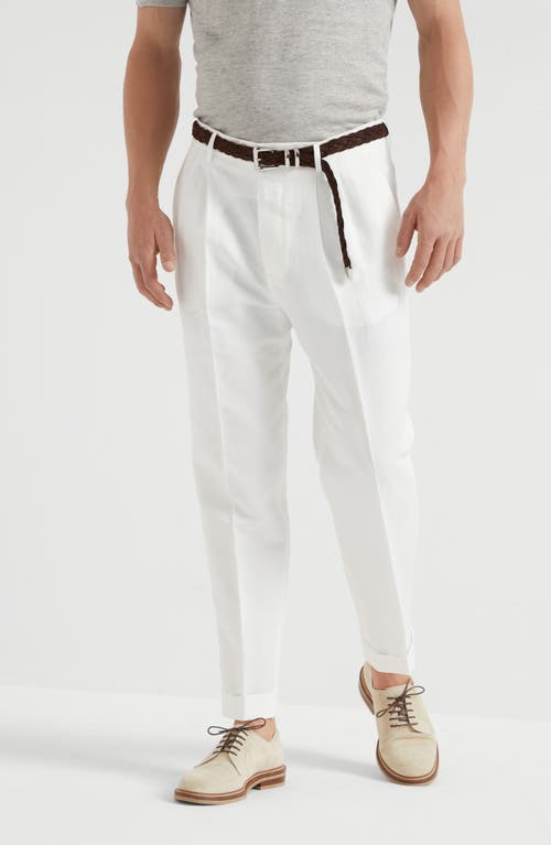 Brunello Cucinelli Cotton Corduroy Tailored Trousers In Snow