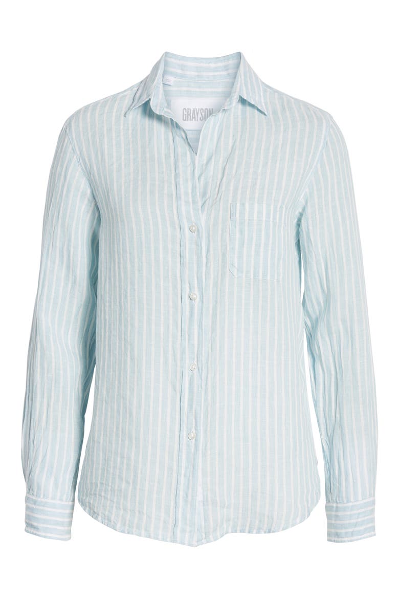 The Hero Linen Shirt, Alternate, color, BENAZIR BLUE AND WHITE STRIPE