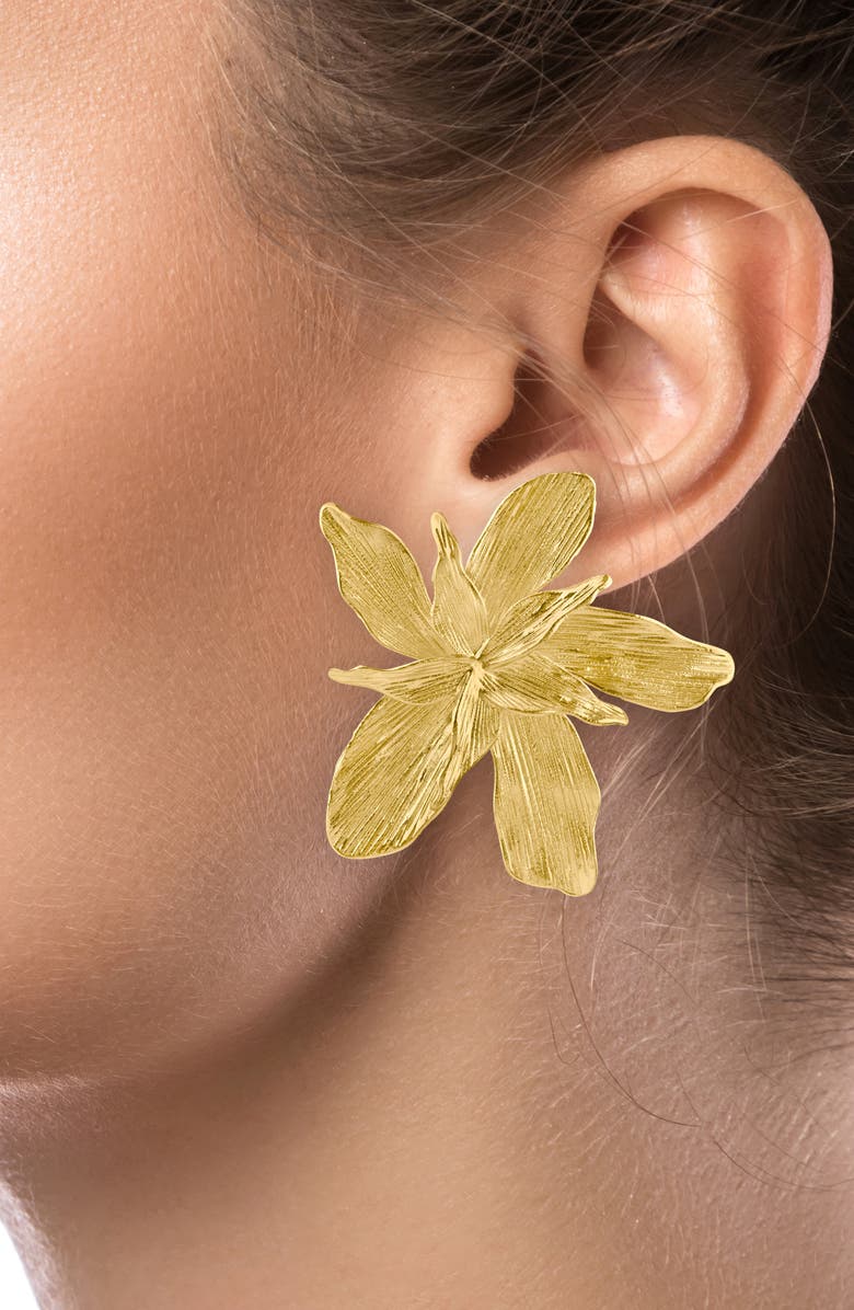 JARDIN Floral Statement Earrings, Alternate, color, Gold
