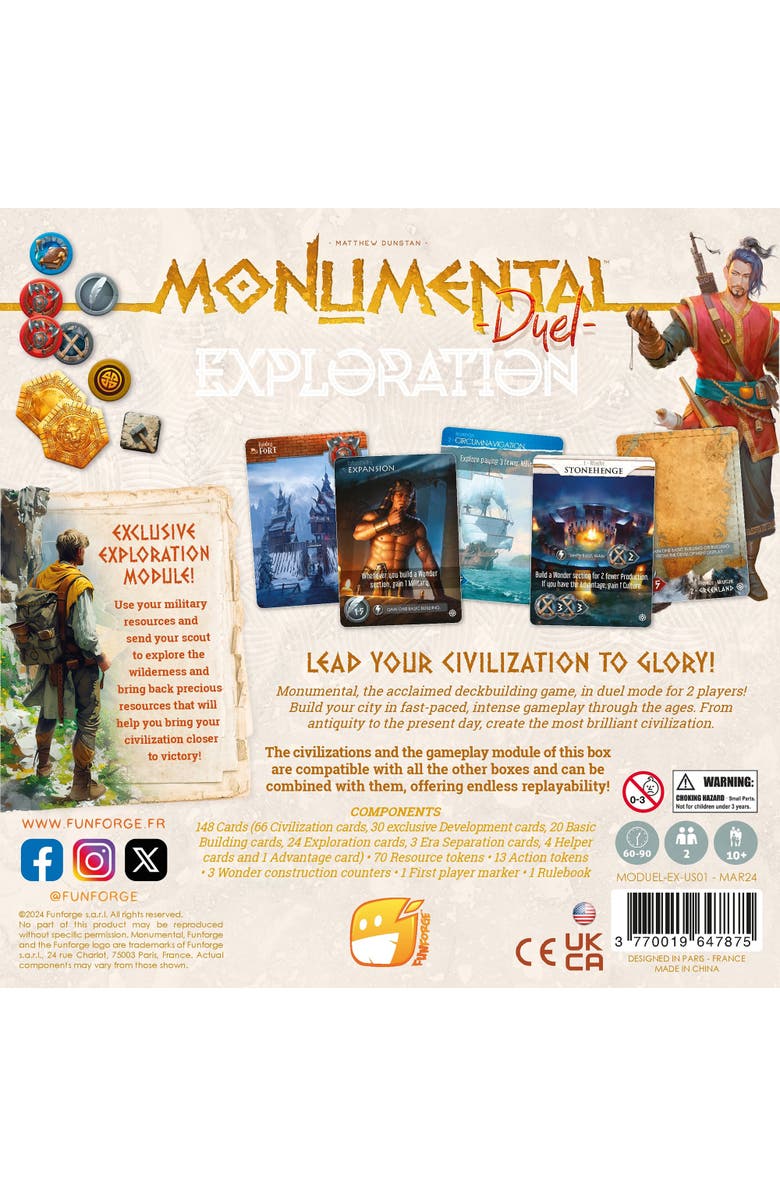 Funforge Monumental Duel Civilization Deckbuilding Board Game, Ages 10+, Alternate, color, Multicolored