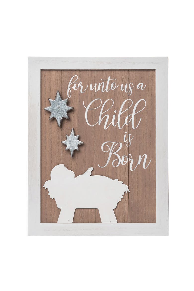 Wood Multicolored Christmas Holy Night Block Decor, Main, color, Multicolored