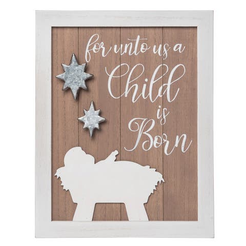 Wood Multicolored Christmas Holy Night Block Decor