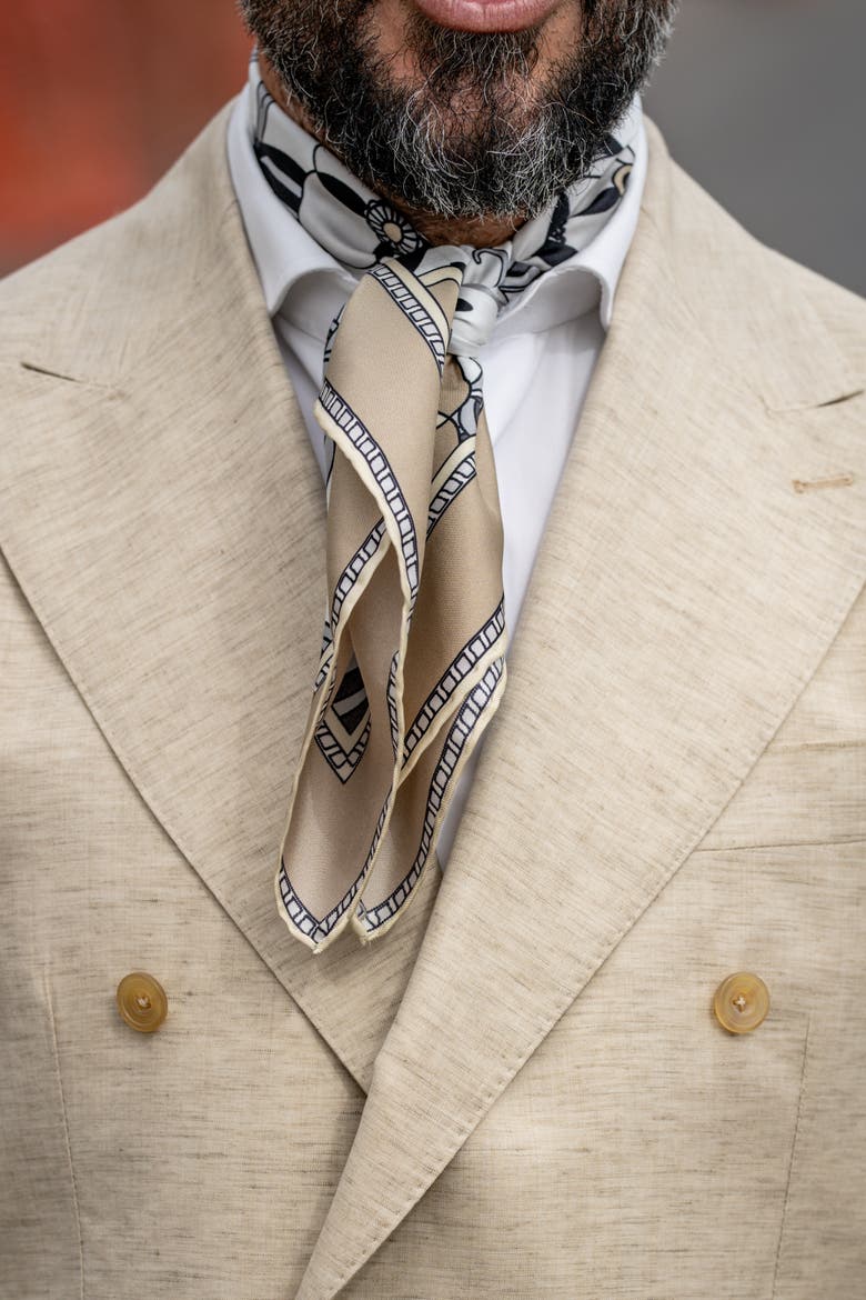 Lombardi - Hand Rolled Silk Neckerchief for Men, Alternate, color, Sand