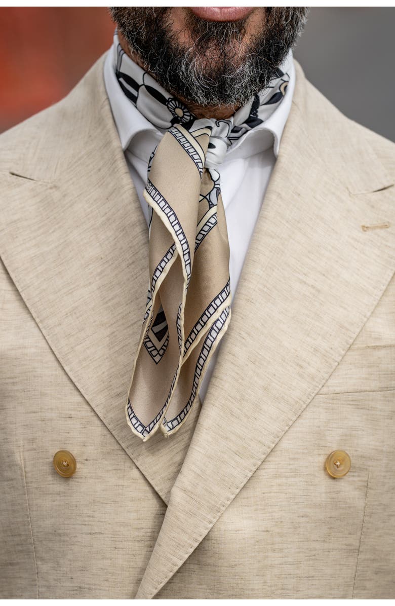 Elizabetta Lombardi - Hand Rolled Silk Neckerchief for Men, Alternate, color, Sand