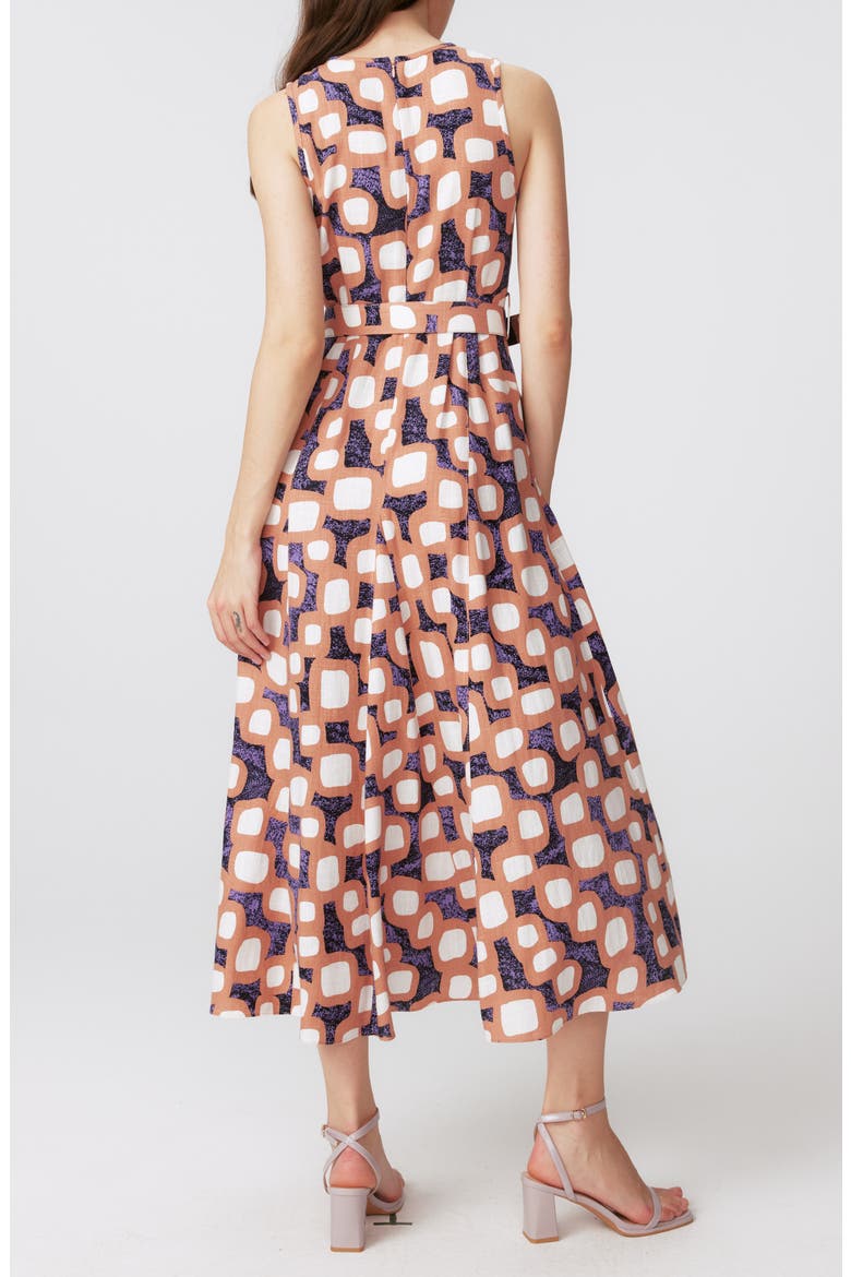 Elliott Abstract Print Sleeveless Midi Dress, Alternate, color, DECO GEO MED