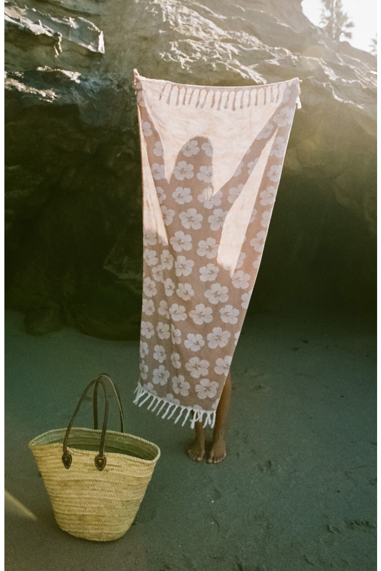 Hau Floral Turkish Towel, Alternate, color, FAWN