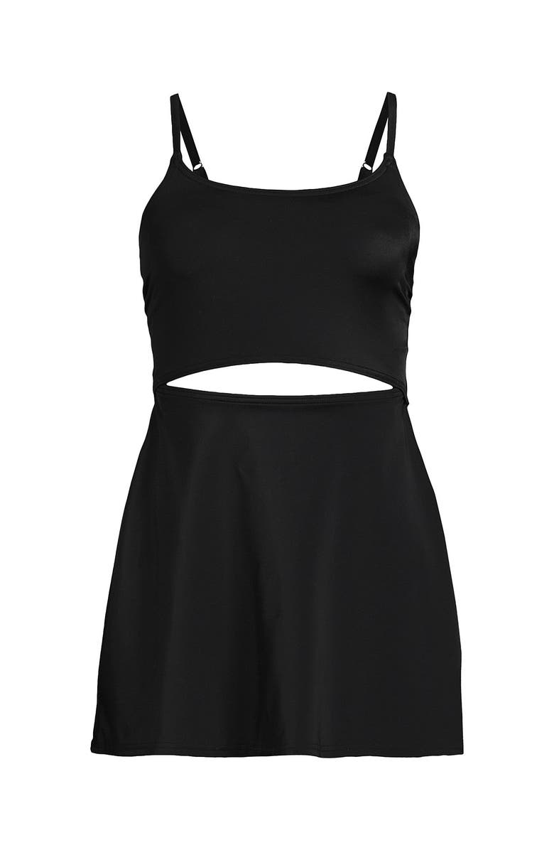 Lands' End Tugless Monokini Swim Dress Swimsuit, Alternate, color, Black