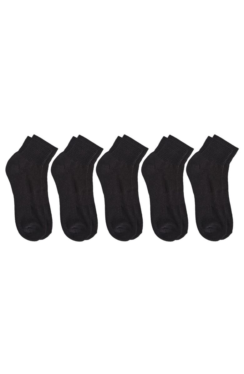 French Connection Organic Cotton Half Cushion Quarter Sock 5-Pack, Alternate, color, Black