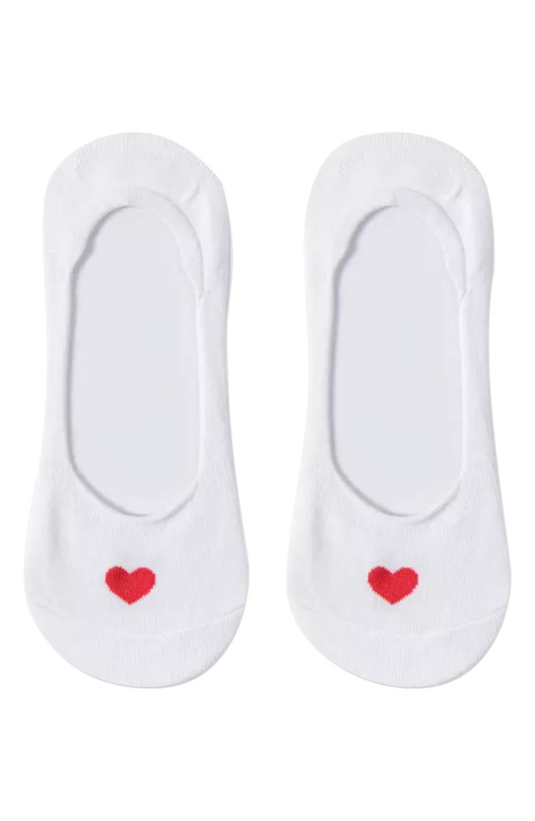 HIGH HEEL JUNGLE Secret Heart Embroidered No Show Socks, Alternate, color, Pink White Grey