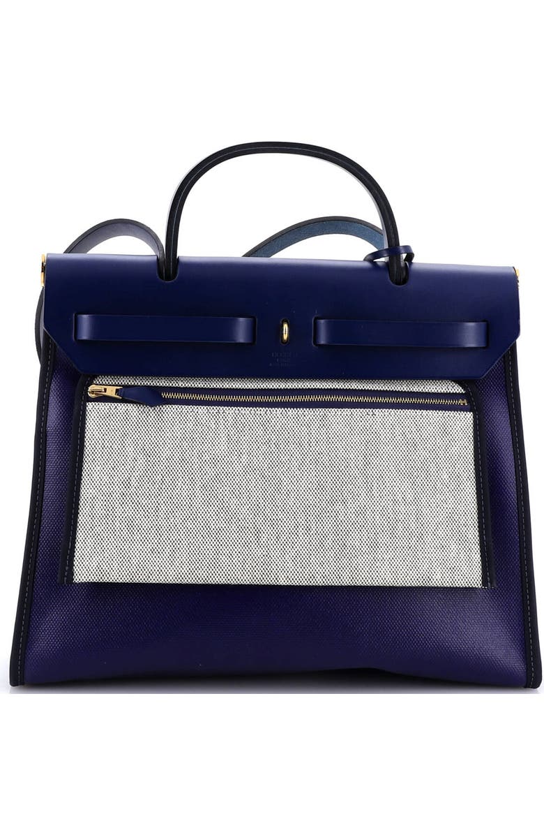 Pre-Owned Hermes Herbag Zip Berline Vache Canvas and Leather 31, Alternate, color, Bleu Encre