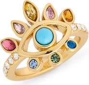 Kurt Geiger London Rainbow Crystal Evil Eye Cocktail Ring