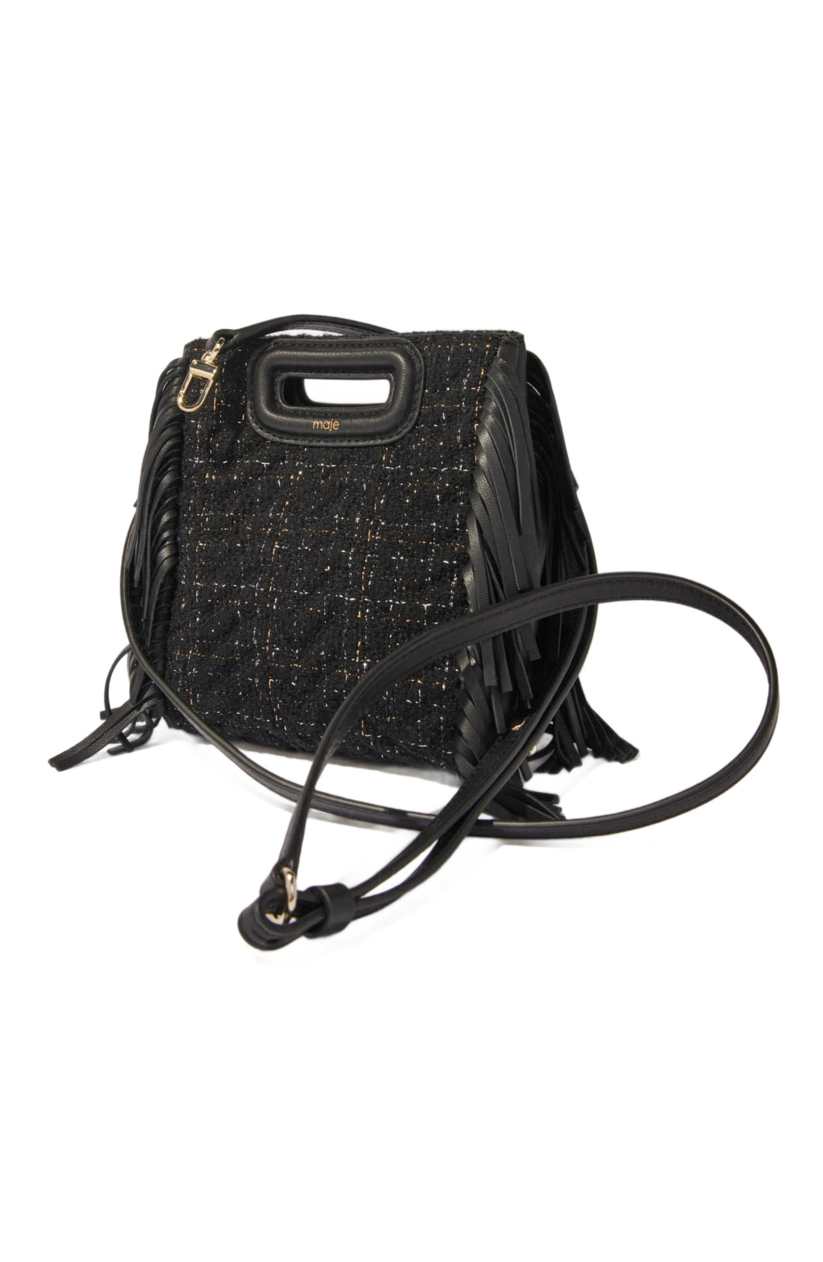 maje Quilted tweed mini M bag, Alternate, color, 