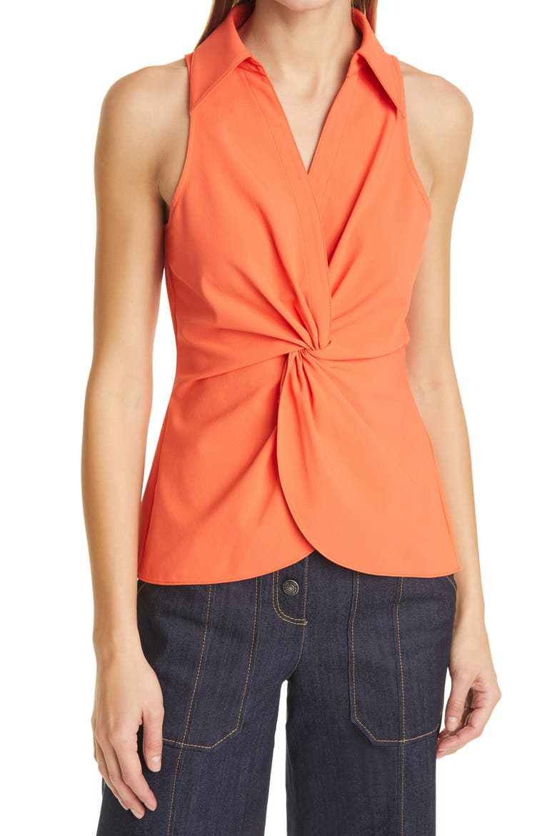 McKenna Sleeveless Blouse, Main, color, FIRE CORAL