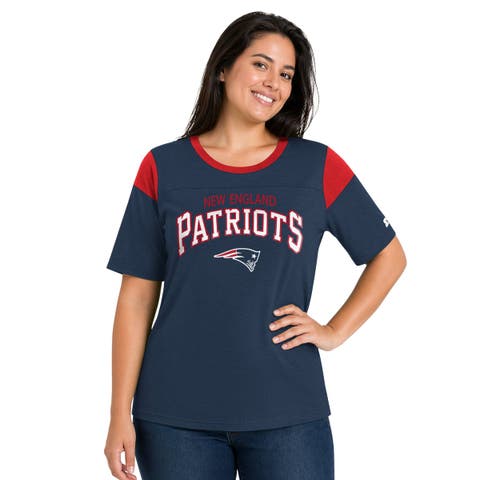 Women's Starter Navy New England Patriots Plus Size Linebacker Slub T-Shirt