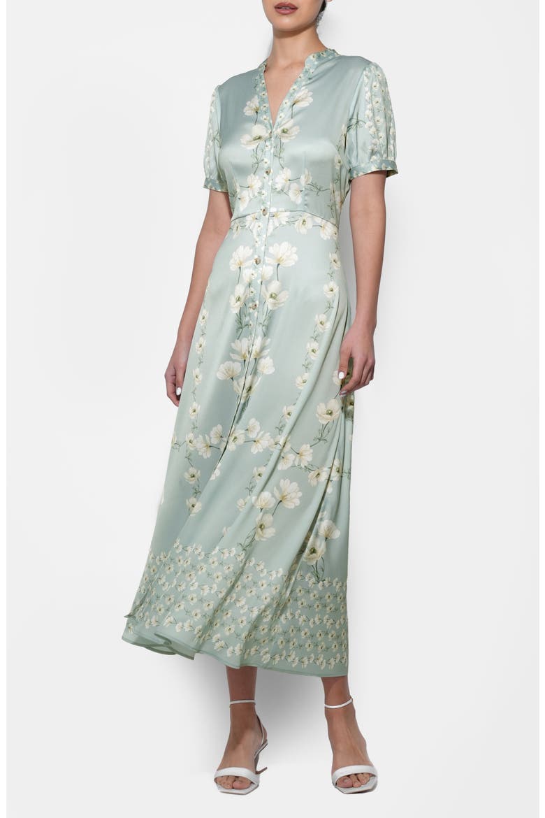 Jailyn Floral Print Satin Maxi Dress, Alternate, color, SAGE/CREAM