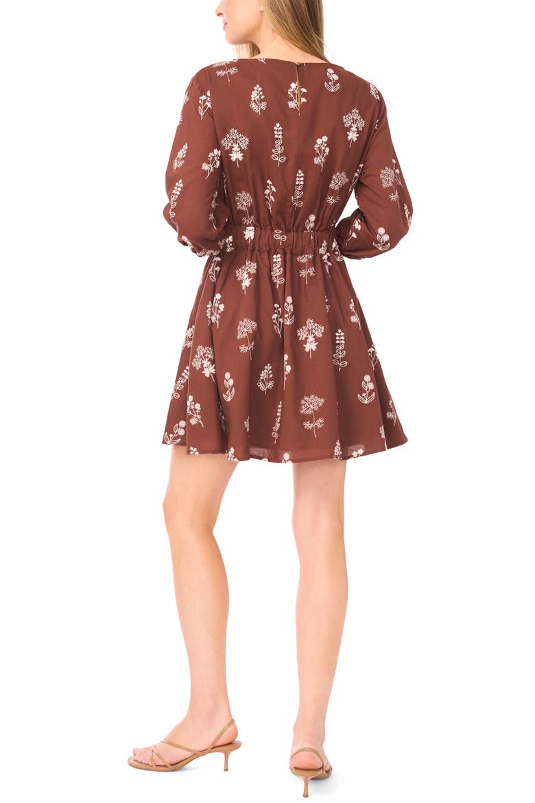 Finley Embroidered Flared Minidress, Alternate, color, BITTER CHOCOLATE
