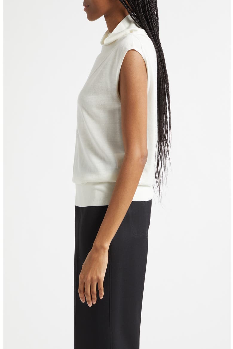 Honey Cowl Neck Sleeveless Wool Sweater, Alternate, color, CREAM