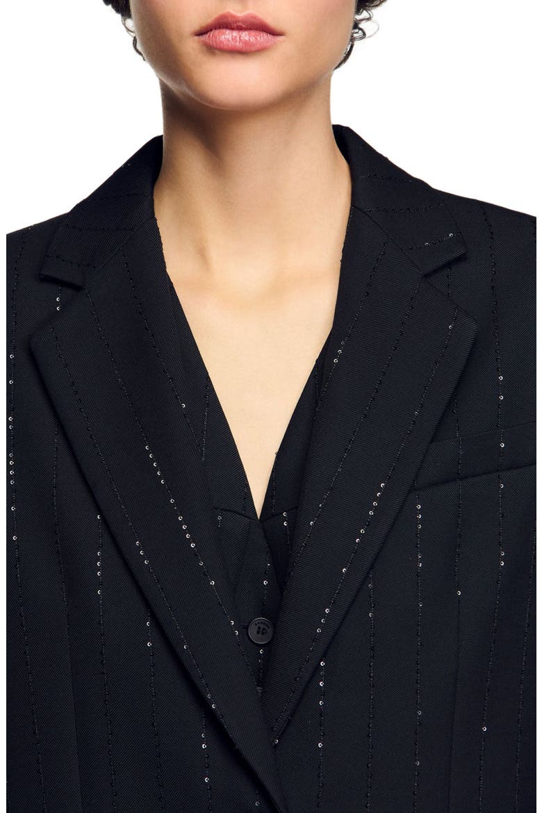 Sequinned suit jacket, Alternate, color, Black