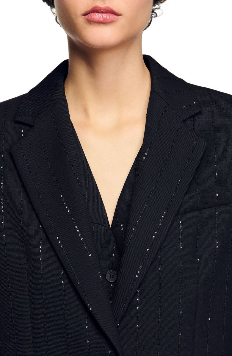 SANDRO Sequinned suit jacket, Alternate, color, Black