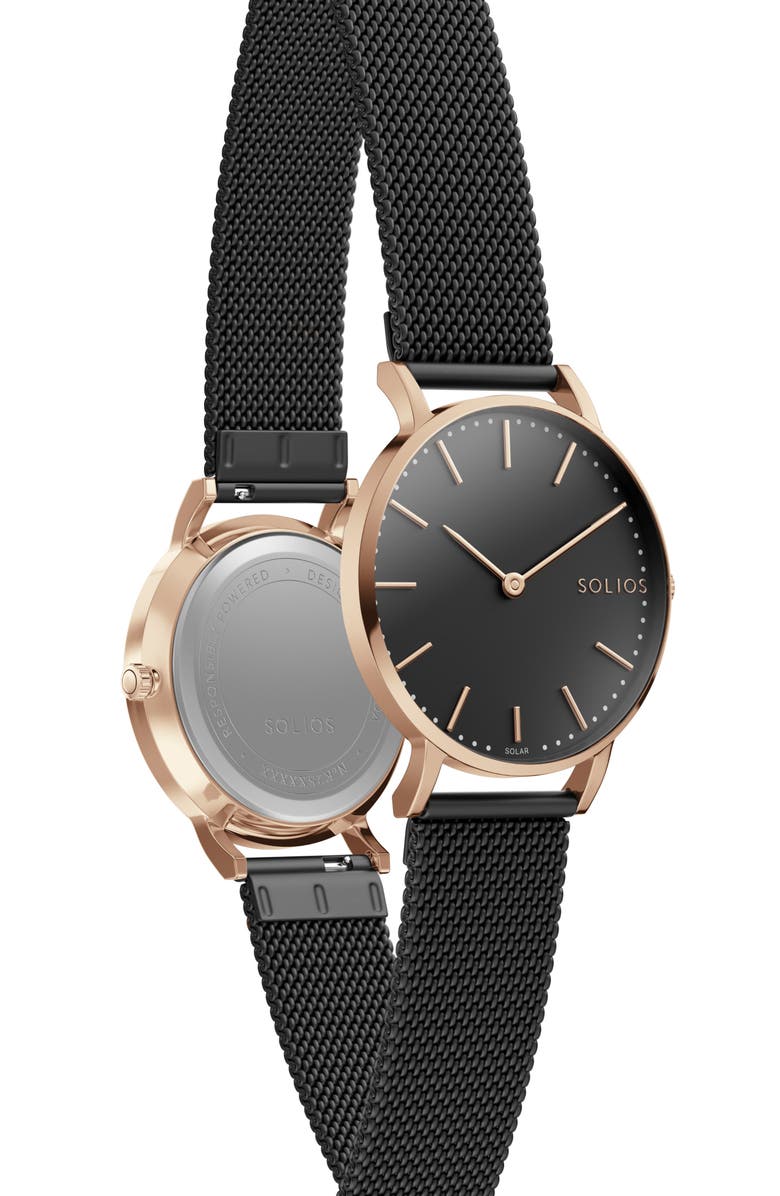 Solios Watches The Solar Classic | Black Dial - Rose Gold Case, Alternate, color,