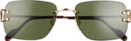Cartier 59mm Rimless Rectangular Sunglasses